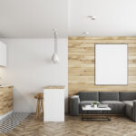 Living,Room,In,A,Studio,Apartment,With,Wooden,And,White