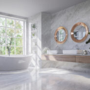 Luxury,Style,Light,Gray,Bathroom,3d,Render,there,Are,Marble,Floor