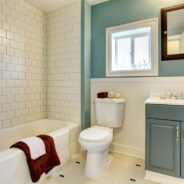 Classic,Simple,Blue,Bathroom,With,White,Tile.