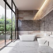 Modern,Luxury,Bathroom,With,Tropical,Style,Garden,View,3d,Render,there